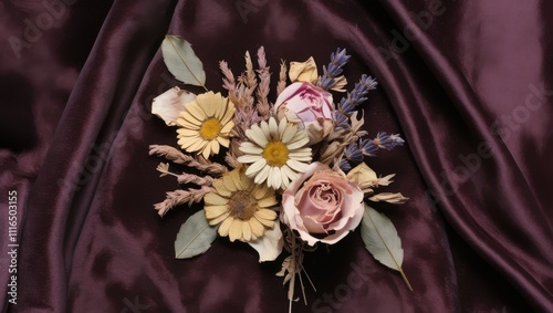 dried flowers on a black background