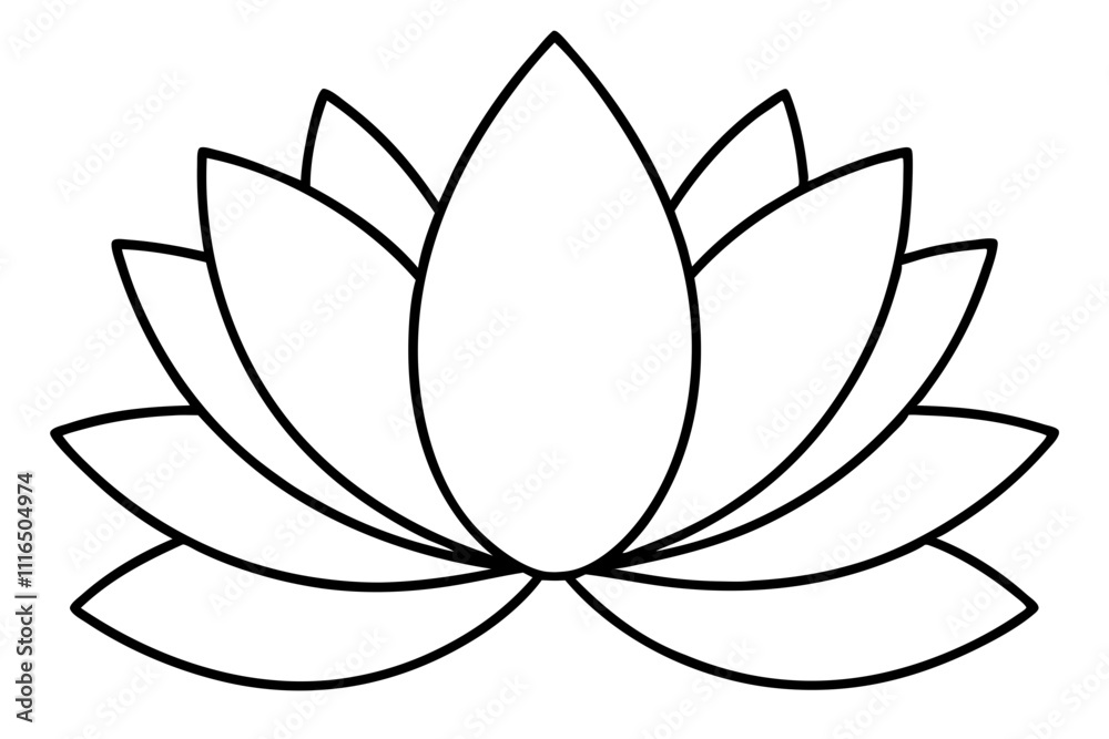 A simple Lotus Flower line art vector white background A simple Lotus Flower line art vector white background
