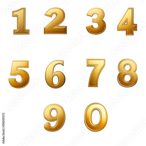 Embossed gold set number collection studio setting digital art elegant design creative display