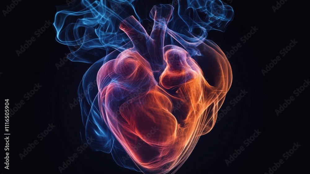 Colorful Heart Illustration with Smoke Effect Colorful Heart Illustration with Smoke Effect