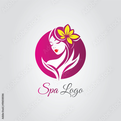 Beautiful Woman Luxury Premium Spa and Beauty Parlour Vector Logo Design