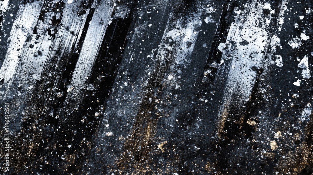 Obraz premium Abstract Black, White, and Gold Spatter Paint Background