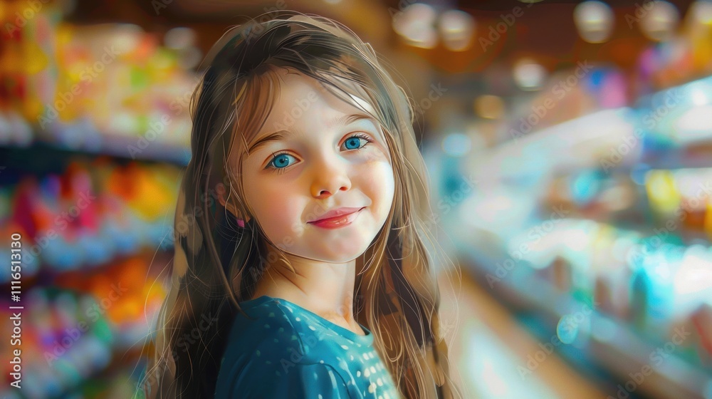 custom made wallpaper toronto digitalA Little Girl's Sweet Smile in a Colorful Store
