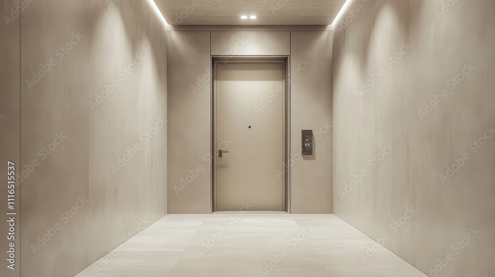 Modern Minimalist Elevator Entrance in Neutral Tones Modern Minimalist Elevator Entrance in Neutral Tones