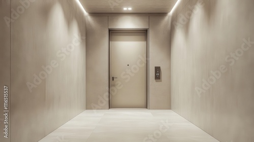 Modern Minimalist Elevator Entrance in Neutral Tones