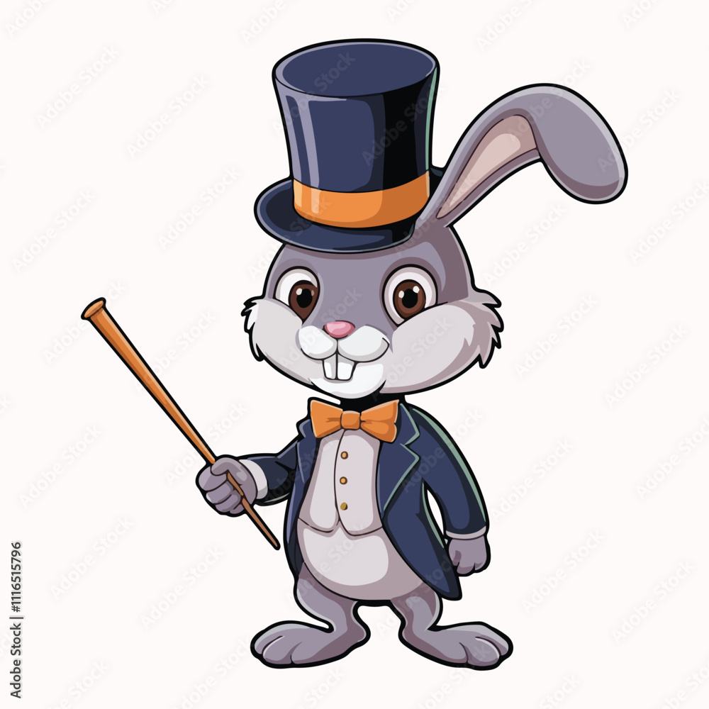 Obraz premium Cute Rabbit Cowboy Hat Vector