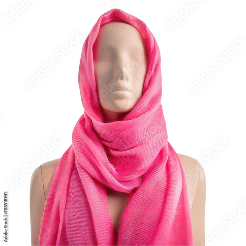 Draping a light pink scarf a mannequin transparent background subtlety and style representation photo