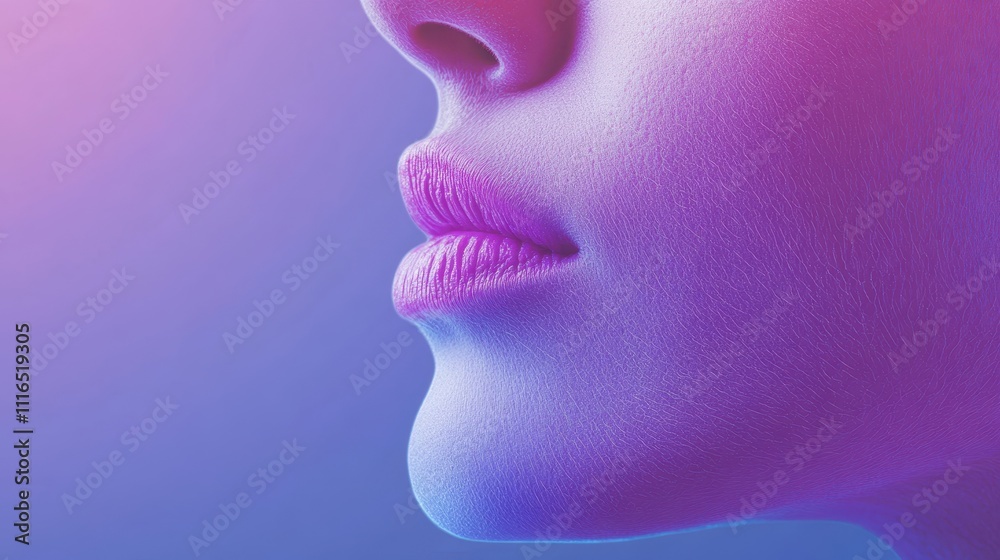 Vibrant Profile of a Woman with Colorful Lighting