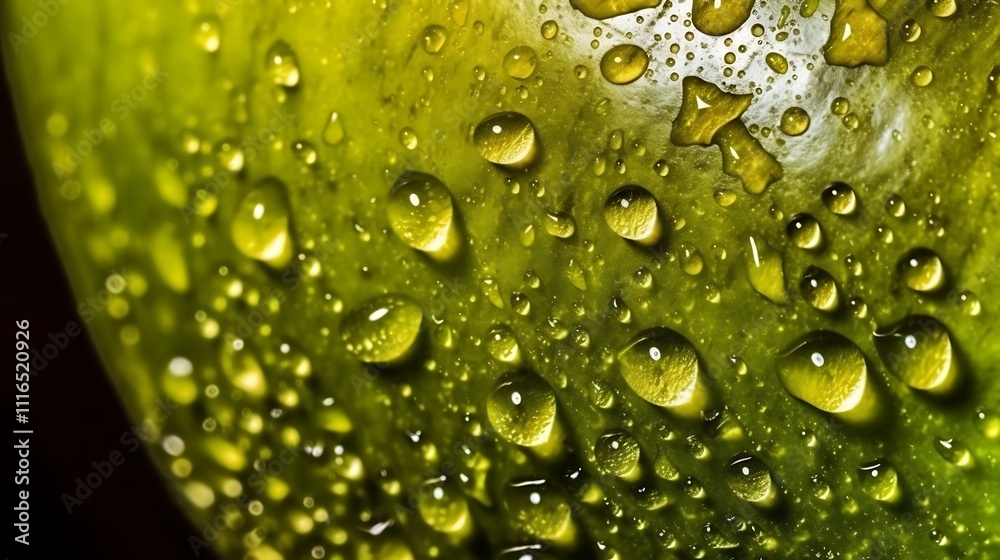 Green Surface Covered In Water Droplets