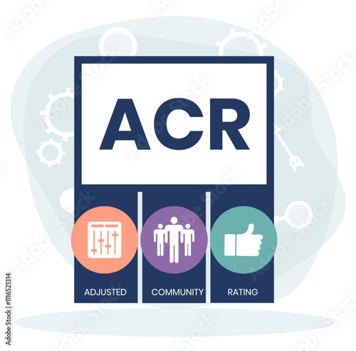 ACR - Adjusted Community Rating acronym. business concept background. illustration for website banner, marketing materials, business presentation, online advertising.
