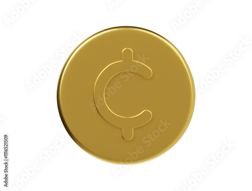 Cent coin icon 3d 