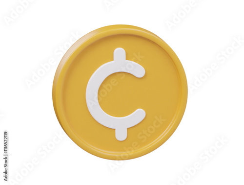 Cent coin icon 3d 