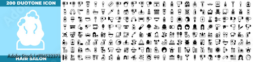 Hair Salon Duotone Editable Icons set.