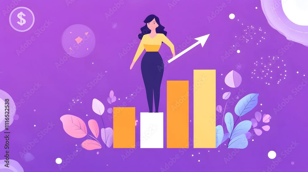 A woman stands on top of a graph A woman stands on top of a graph