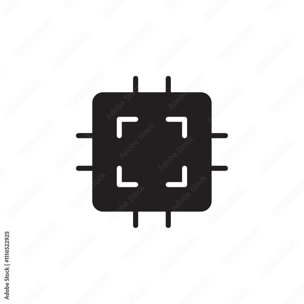 Processor icon Flat line illustration