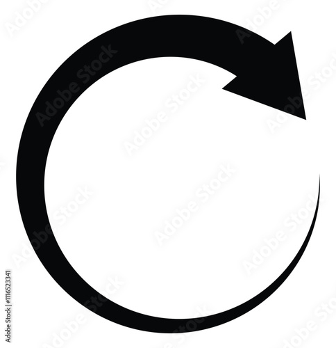 Circle arrow clipart isolated icon. Round reload sign, repeat icon, rotate arrow symbol, Vector illustration.