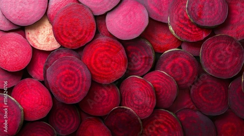 Close-up of Sliced Red Beets with Visible Rings