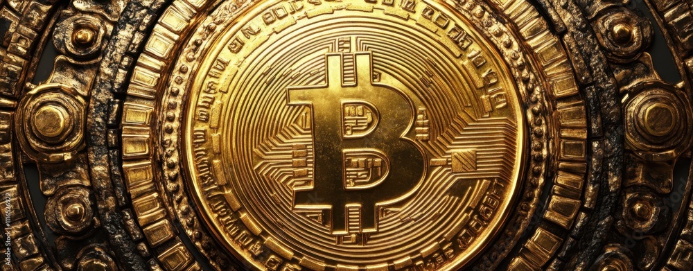 3D illustration of golden Bitcoin coins on a black background Generative AI 3D illustration of golden Bitcoin coins on a black background Generative AI