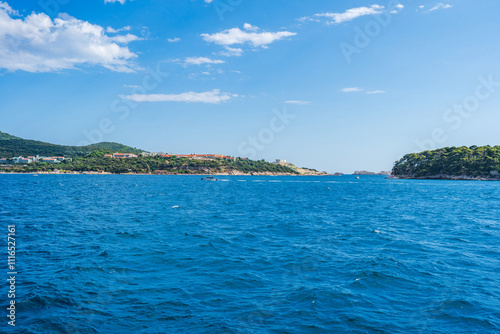 View of Adriatic Sea and Dalmation coast of Croatia near Dubrovnik.