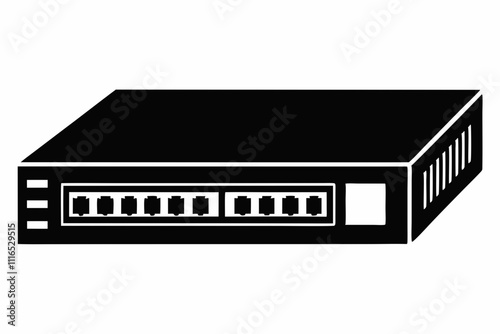 Black Silhouette Network Switch Vector Design