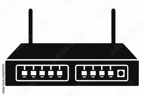 Black Silhouette Network Switch Vector Design