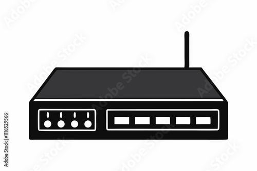 Black Silhouette Network Switch Vector Design