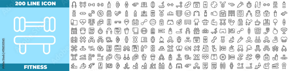 Fitness Line Editable Icons set. Fitness Line Editable Icons set.