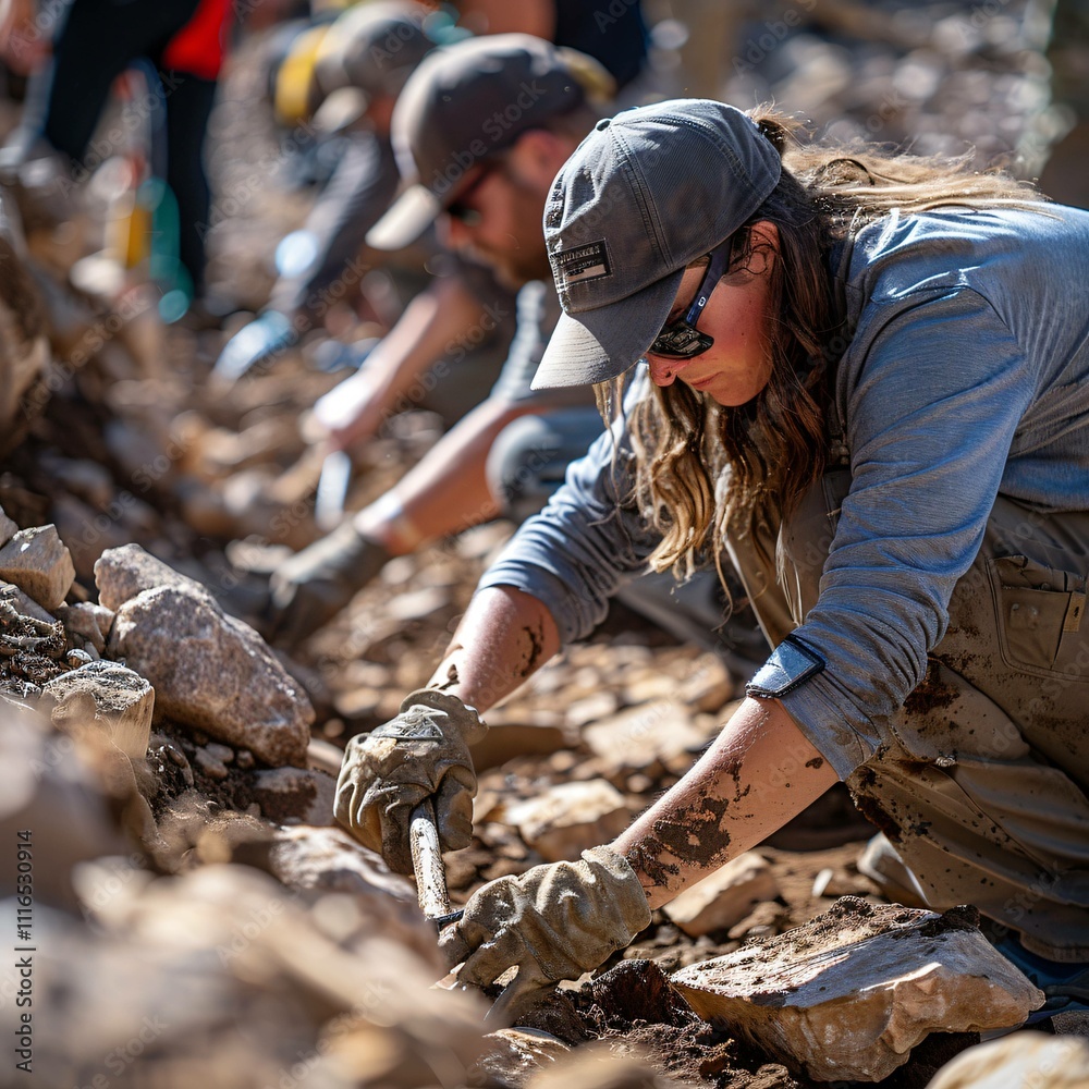 Obraz premium Uncovering history: archaeologists working on-site