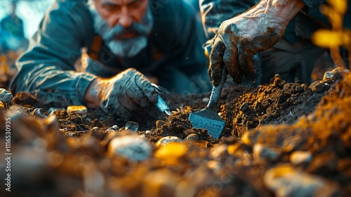 Discovering history: archaeological excavation in progress