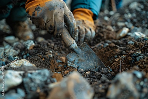 Archaeologists discovering ancient relics in excavation site