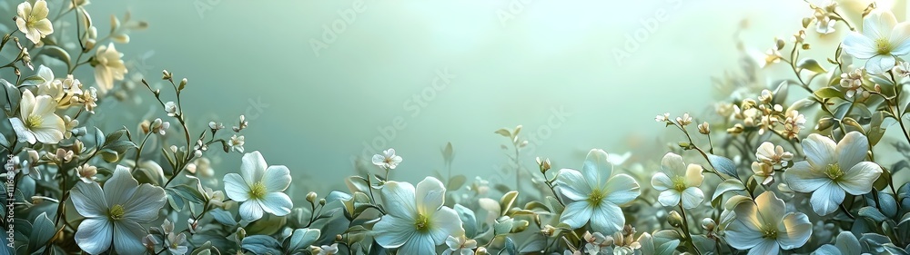 A serene background featuring a beautiful arrangement of delicate white flowers, creating a calm and tranquil atmosphere perfect for various design projects. A serene background featuring a beautiful arrangement of delicate white flowers, creating a calm and tranquil atmosphere perfect for various design projects.