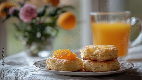 fette biscottate with marmalade italian breakfast photo