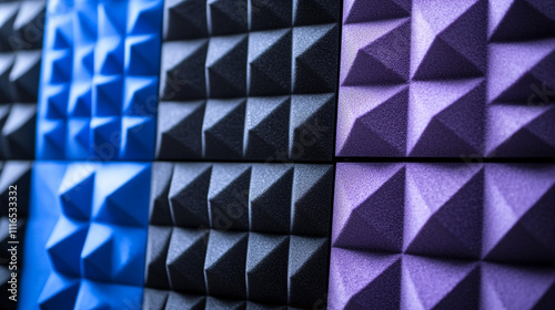 Acoustic Foam Panels  Blue  Black  Purple Soundproofing Tiles Studio Wall Texture