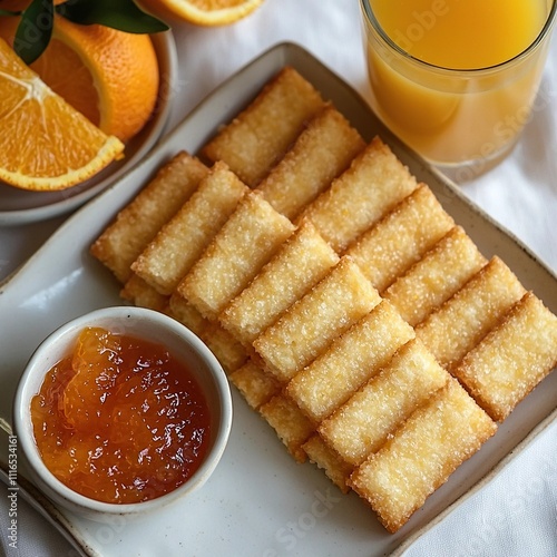 fette biscottate with marmalade italian breakfast photo