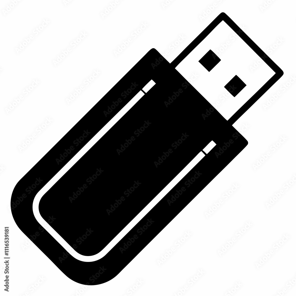 USB Drive Silhouette Black Vector Art USB Drive Silhouette Black Vector Art