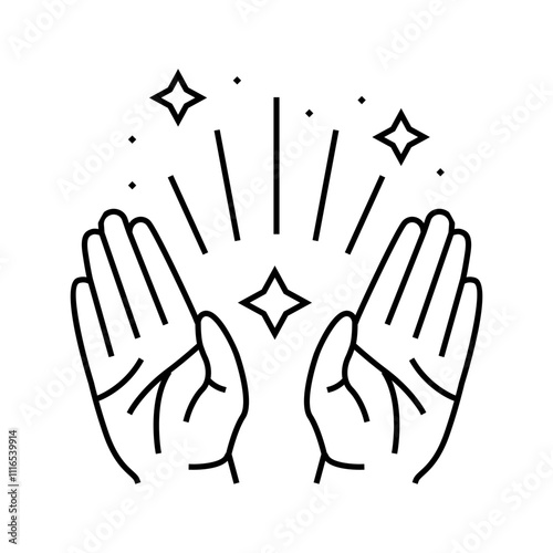 healing hands acupuncture line icon vector. healing hands acupuncture sign. isolated contour symbol black illustration