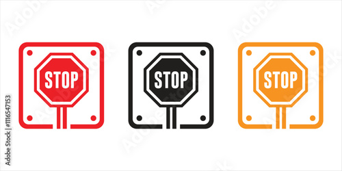 construction stop sign and symbol icon