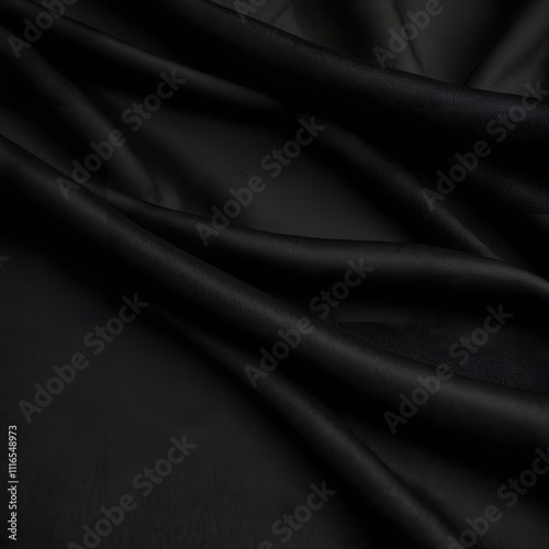 Elegant Black Fabric Texture Draped Silk Smooth Soft Dark Luxurious Background