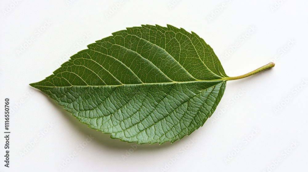 Obraz premium Single green leaf isolated on white background.