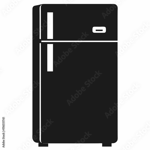 Smart Fridge Silhouette Black Vector Art