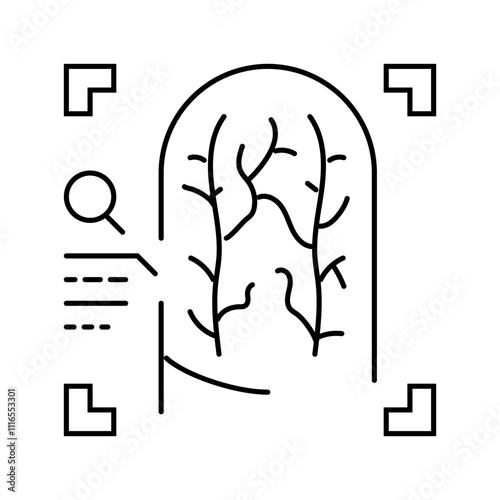 finger vein recognition line icon vector. finger vein recognition sign. isolated contour symbol black illustration