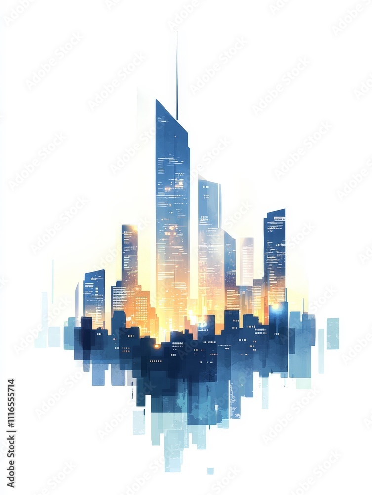 Obraz premium Abstract cityscape sunset glow.