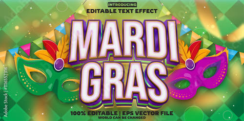 Mardi Gras editable text effect in modern trend style