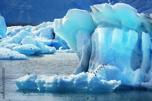 Vászonkép blue glacier in Jokulsarlon lagoon, Iceland