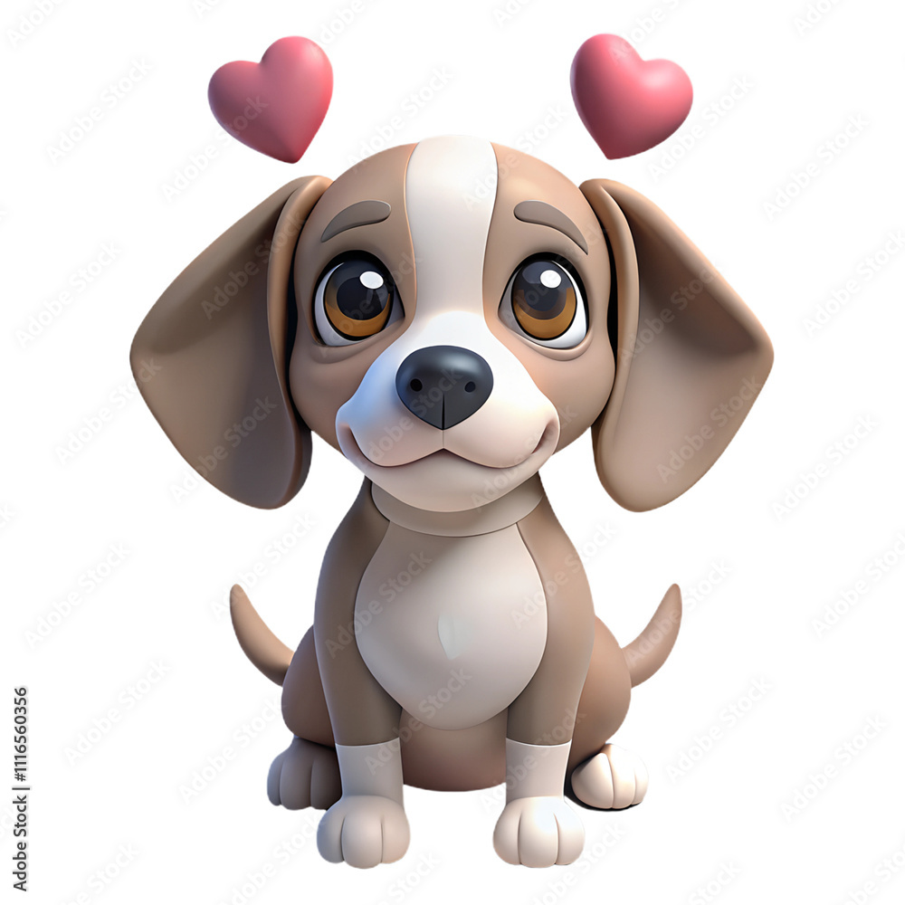 3d dog with heart 3d dog with heart