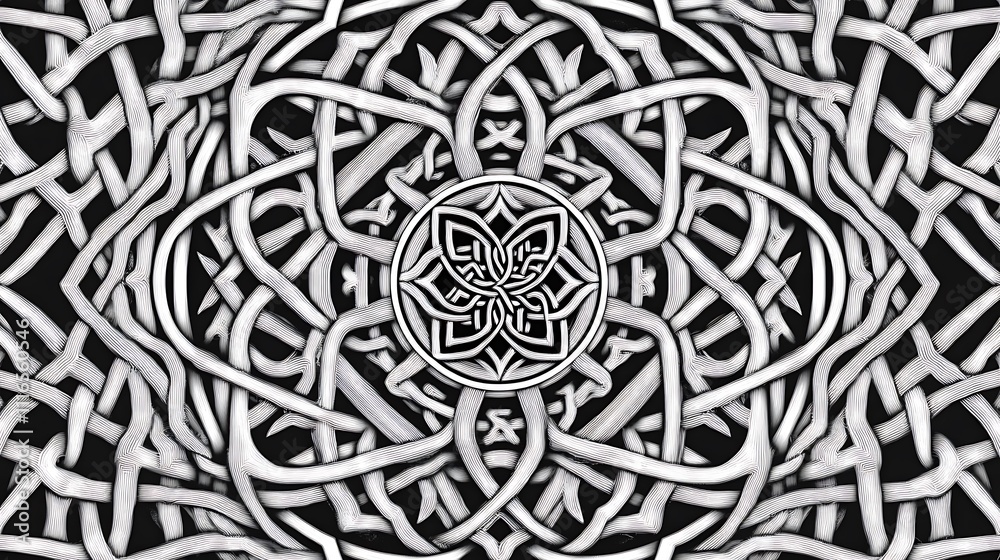 Fototapeta premium Abstract Black And White Celtic Knotwork Design