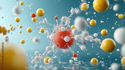 Dynamic interaction of water molecules bonding together in a fluid environment a scientific visualization of molecular structure photo