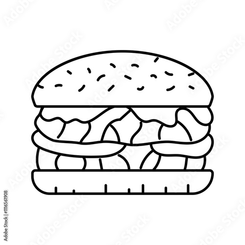 bbq burger food line icon vector. bbq burger food sign. isolated contour symbol black illustration