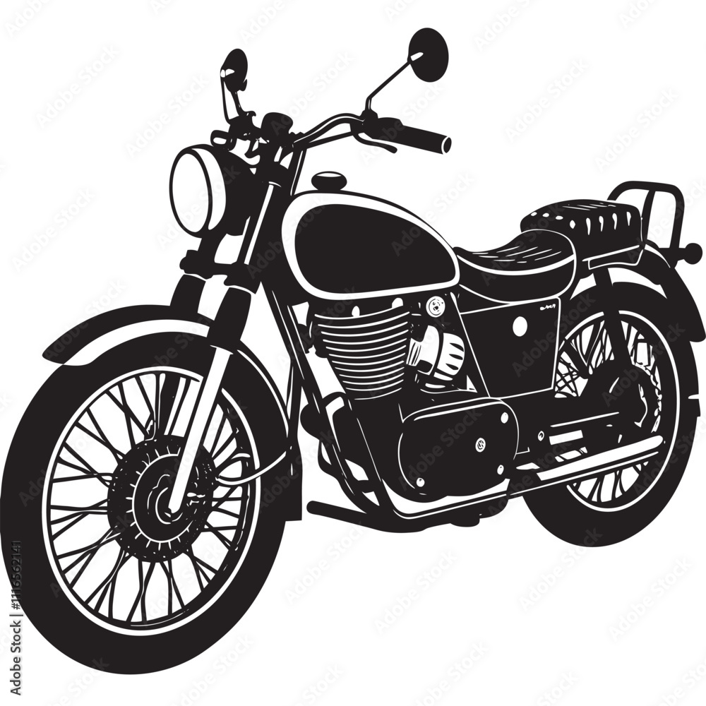 Fototapeta premium Royal enfield motor cycle linocut illustration 