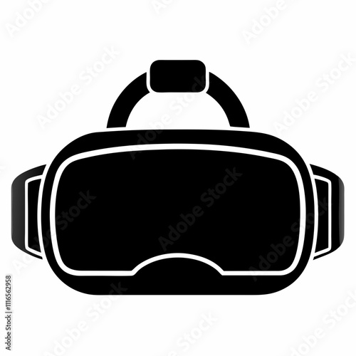 Black Silhouette VR Headset Vector Art